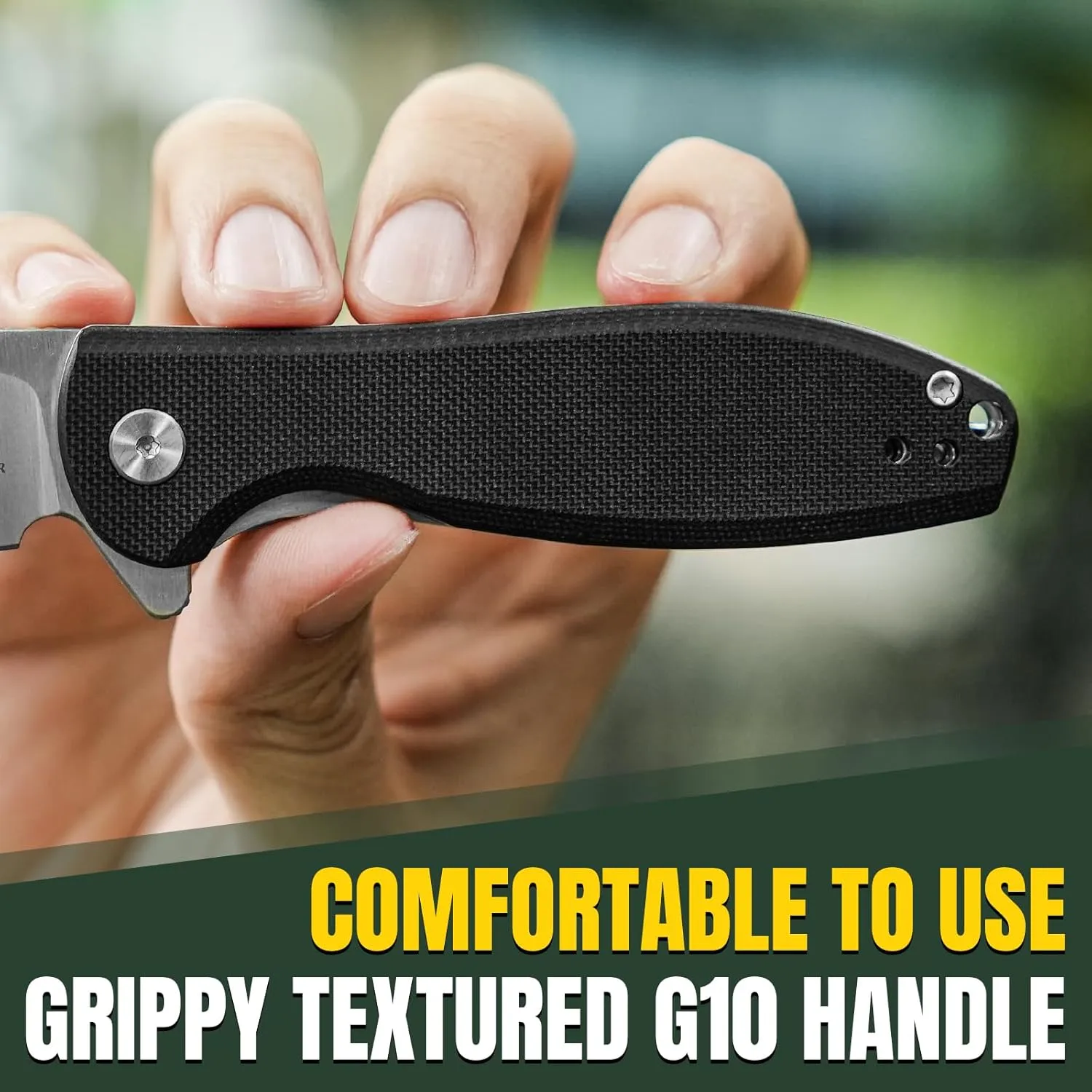Kizer Infinity Pocket Knife, Flipper Folding Small Knife with 3.09" Nitro-V Steel Blade, G10 Handle Folding Pocket Knife with Clip for Men Women, Camping Hunting Knife V3579M1