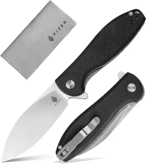 Kizer Infinity Pocket Knife, Flipper Folding Small Knife with 3.09" Nitro-V Steel Blade, G10 Handle Folding Pocket Knife with Clip for Men Women, Camping Hunting Knife V3579M1