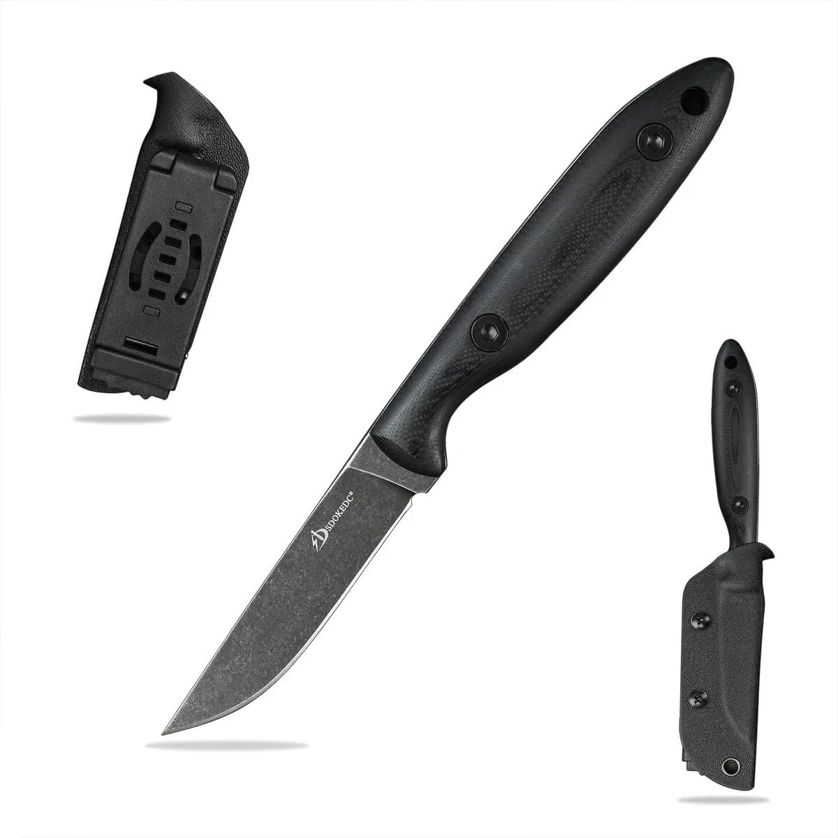 Knives DC53 Steel Tactical Fixed Blade Knife with kydex sheath for Men EDC Outdoor Camping Survival Hunting (Black G10 handle)