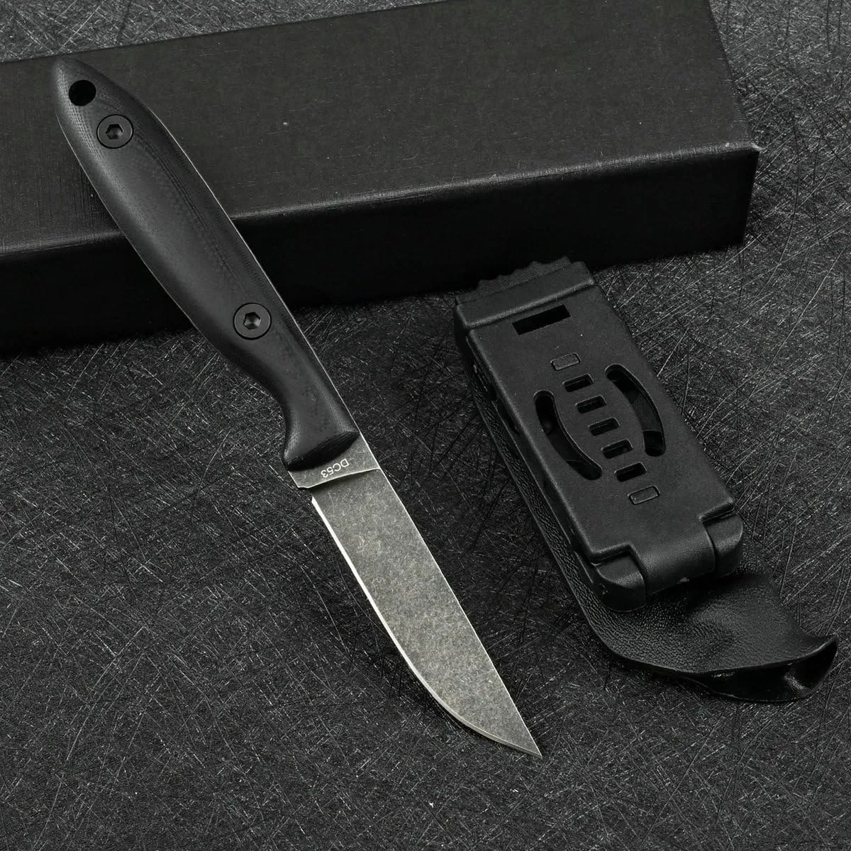 Knives DC53 Steel Tactical Fixed Blade Knife with kydex sheath for Men EDC Outdoor Camping Survival Hunting (Black G10 handle)