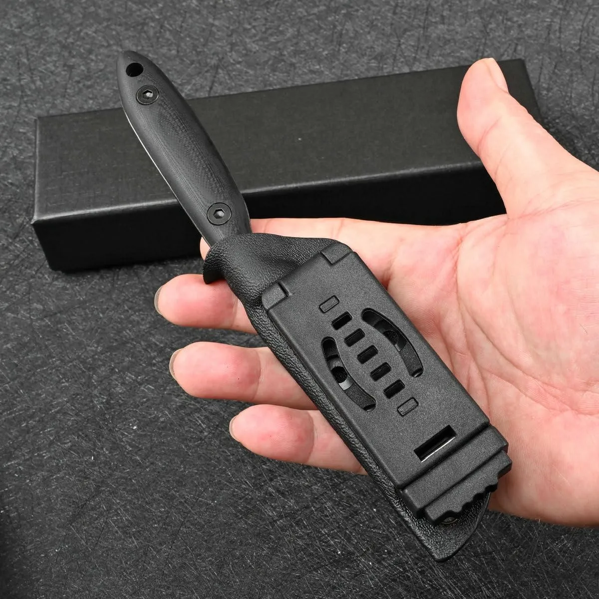 Knives DC53 Steel Tactical Fixed Blade Knife with kydex sheath for Men EDC Outdoor Camping Survival Hunting (Black G10 handle)