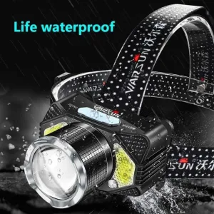 KouRy LED Headlamp, Super Bright Headlamp Headlight Flashlight, Zoomable Headlamps for Runing,Hiking,Camping,Fishing,Hunting Black