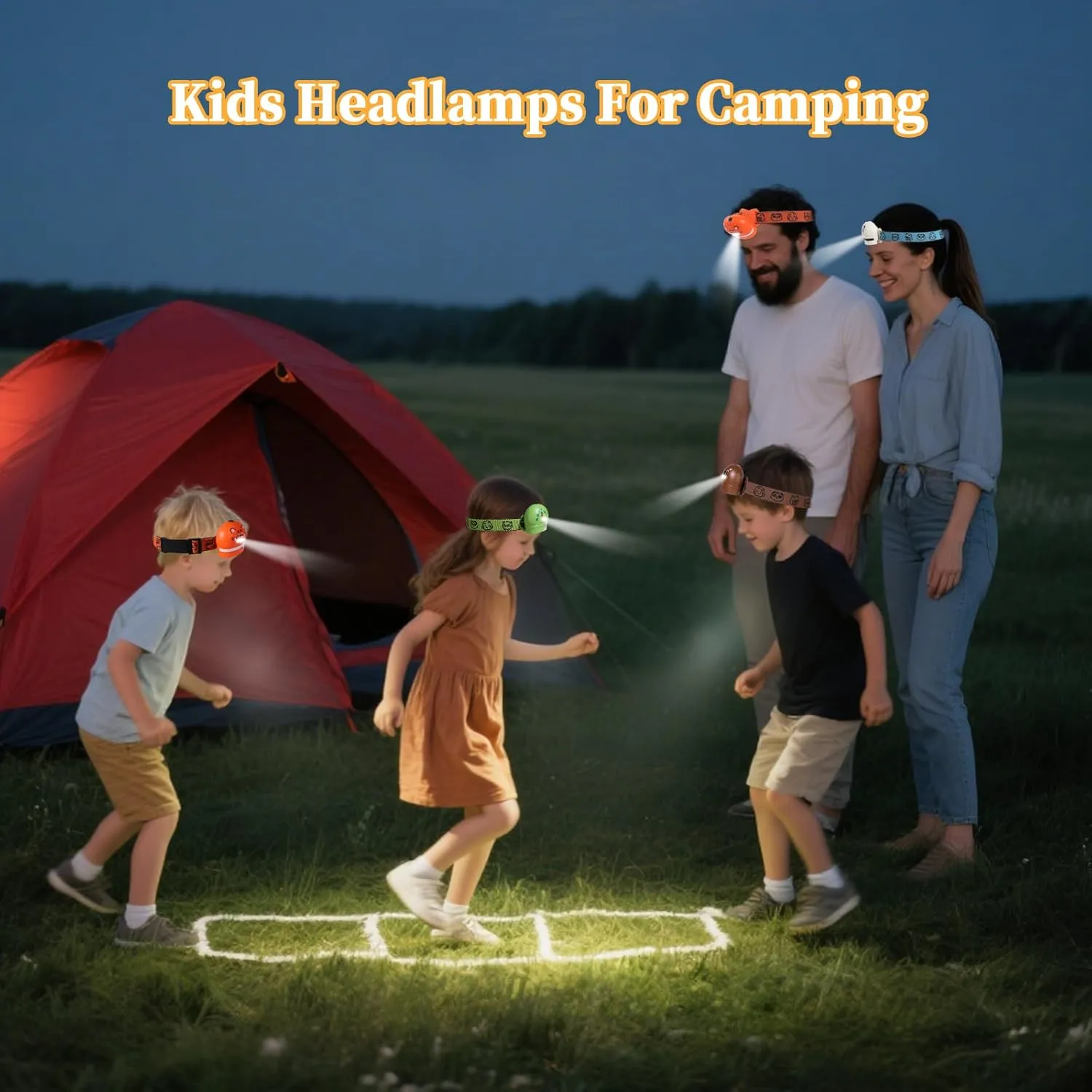 KunHe 8 Pack Kids Headlamp Stocking Stuffers for Kids Christmas Gift for Girls Boys Animals Head Lamp for Camping, Running, Batteries Included