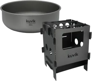 Kuvik 650ml (22 oz) Titanium Bowl & Titanium Compact Wood Stove Bundle
