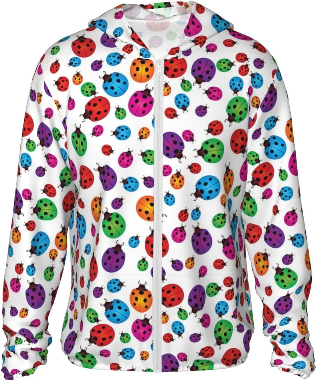 Ladybug Pattern Hoodie Sun Proof Hooded Shirt Refreshing Clothing Jacket Shirts Adult Long Sleeve Sports Hoodies