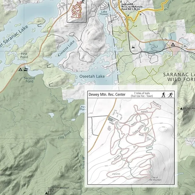 Lake Placid & Saranac Lake Winter Trails Map | Adirondacks High Peaks Hiking Map | Jackrabbit Ski Trail, Paul Smith’s College VIC, Cascade X-C Ski Center | Durable, Waterproof & Tear Resistant