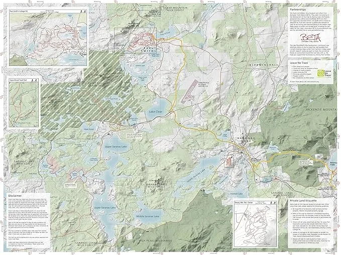 Lake Placid & Saranac Lake Winter Trails Map | Adirondacks High Peaks Hiking Map | Jackrabbit Ski Trail, Paul Smith’s College VIC, Cascade X-C Ski Center | Durable, Waterproof & Tear Resistant