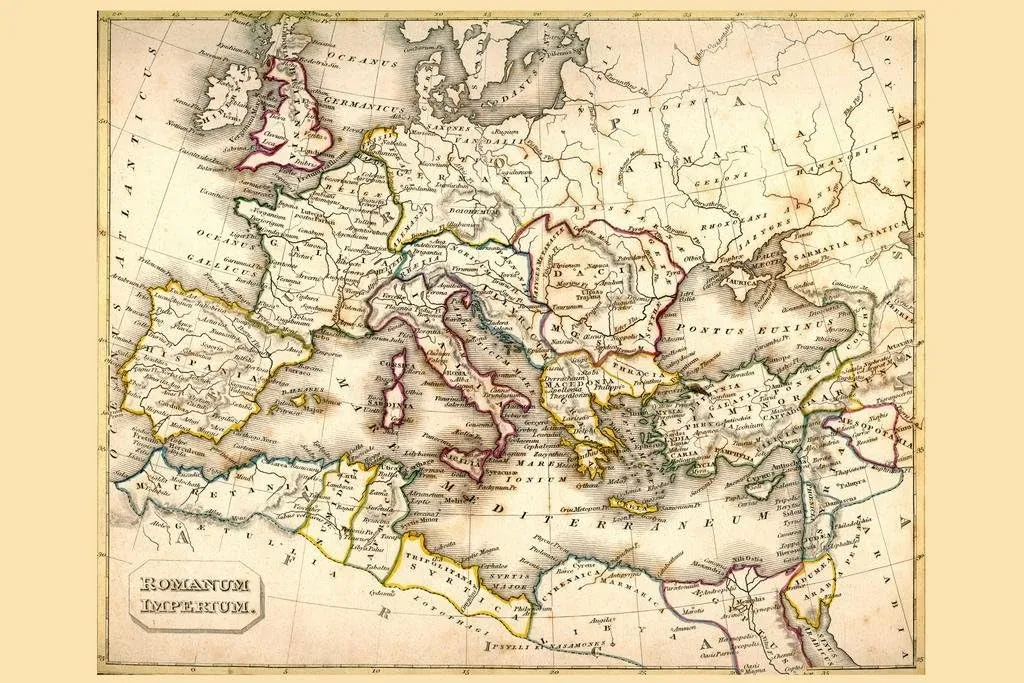 Laminated Roman Empire Antique Style Map Wall Art Poster Dry Erase Wall Art 16x24