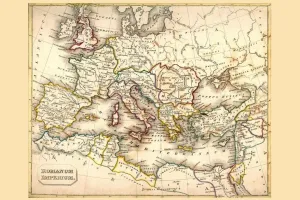 Laminated Roman Empire Antique Style Map Wall Art Poster Dry Erase Wall Art 16x24