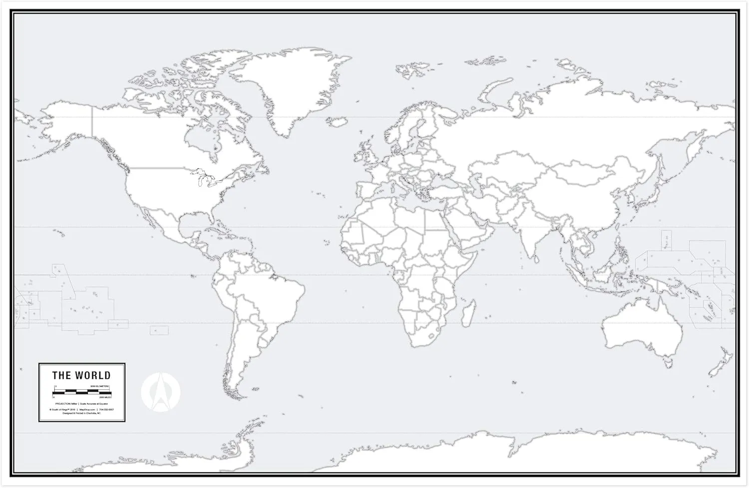 Large Blank World Outline Map Poster, Laminated, 36” x 24” | Great Blank Wall Map for Classroom or Home Study | Free Dry Erase Marker Included | Includes Detailed Laminated Answer Sheet | Learn Fast!