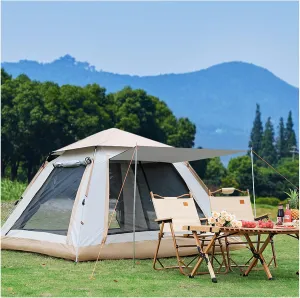 Large Family Tent 4 People Pop Open in Three Seconds,Double Doors and Four Windows Quick Erect Tents Sturdy and Practical Teepee Tents for Camping for Camping Hiking Picnic Garden