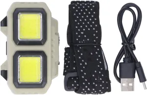 LED COB Headlamp Super Bright USB Rechargeable Lightweight Head Mounted Flashlight with Motion Sensor Battery Level Display for Outdoor Hiking Fishing