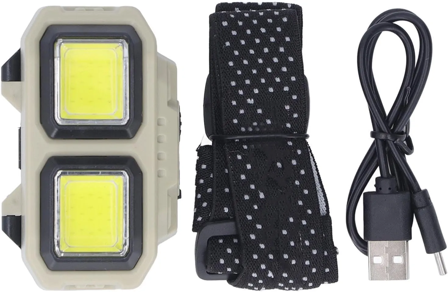 LED COB Headlamp Super Bright USB Rechargeable Lightweight Head Mounted Flashlight with Motion Sensor Battery Level Display for Outdoor Hiking Fishing