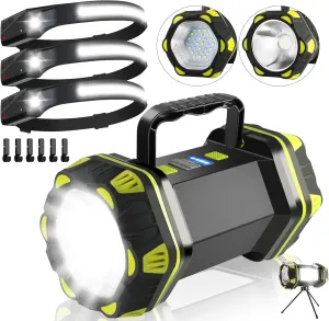 LED Headlamp Flashlight, Portable Camping Lantern Flashlight Spotlight Emergency Light Searchlight Lamp, Rechargeable, Waterproof for Hiking Fishing Working Power Outages Hurricane