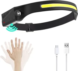 LED Headlamp Rechargeable, Flexbeam Headlamp Flashlight for Adults with Motion Sensor, Adjustable Headband Head lamp to Wear, Waterproof Hardhat Headlight for Outdoor Camping, Running, Hiking, Fishing