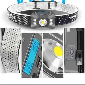 LED Headlamp Rechargeable, Super Bright Head Lamp, 4 Lighting Modes, Great for Running, Camping, Hiking & More,Head-Mounted Flashlight Ultra Light Night Fishing Light Waterproof Outdoor Search