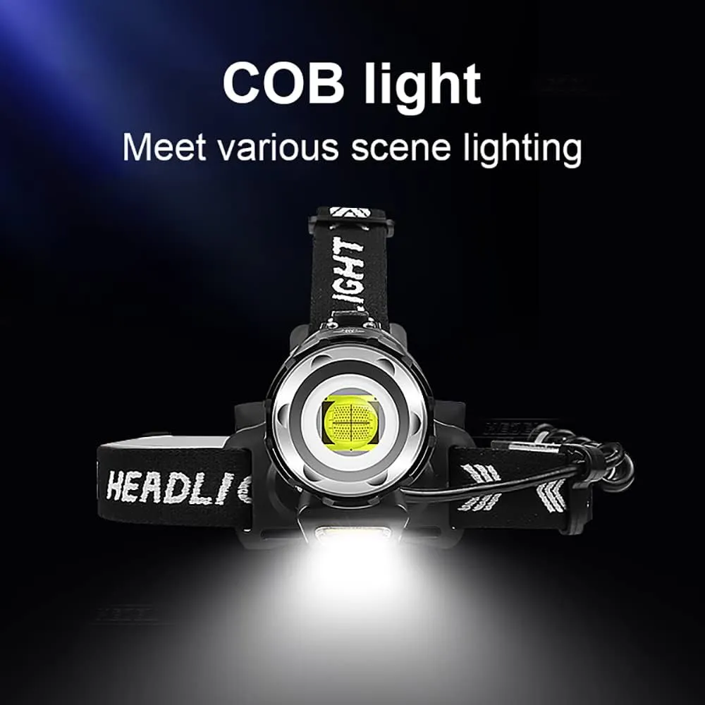 LED Headlamp Rechargeable, Super Bright Head lamp Zoomable 4 Modes Waterproof Headlight with Batteries Included,Brightest Headlamps for Adults Hunting Camping,Hiking,Exploration
