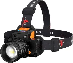 LED Headlamp - Strong Light Rechargeable Super Bright Head-Mounted Flashlight Best and Brightest Spotlight - Hunting Headlamp - Caving Flashlight，Hard Hat Light
