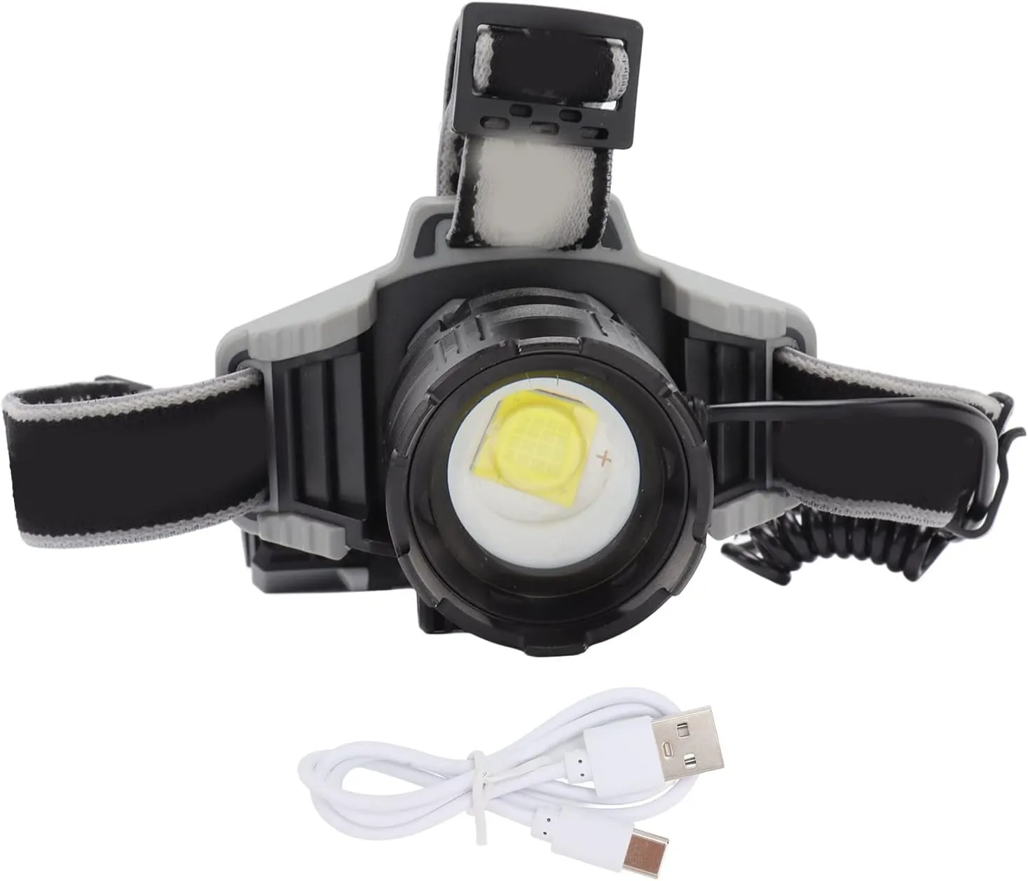LED Headlamp Telescopic Zoom Type C Charging LED Head Flashlight Ideal for Outdoor Camping Hiking and Night Riding