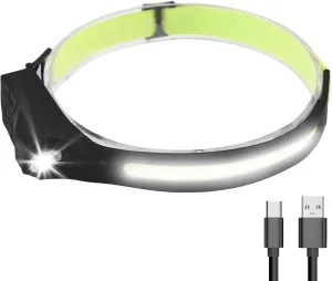 LED Headlamp with Motion Sensor USB Reable LED Head Lamp Flash with 7 Modes 230° Wide Beam for Camping Cycle Hiking Running Walking