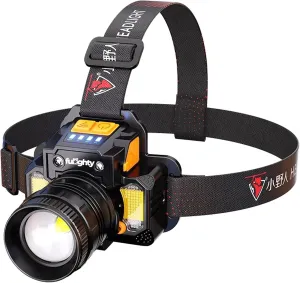 LED Sensor Head Lights for Forehead Rechargeable Head Lamp, 7 Modes 3000 LM Waterproof Head Flashlight Adjustable with COB Red Blue Light for Outdoor Home Hiking Headlamp