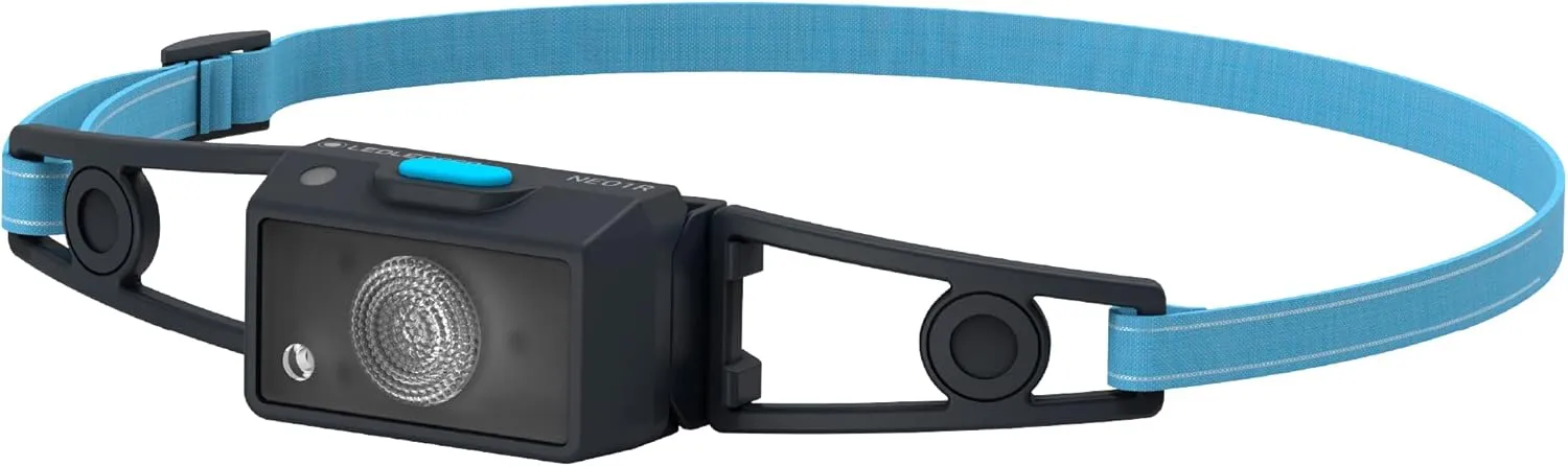 Ledlenser NEO1R LED headlamp for Jogging, Running lamp, Running, 250 lumens, Compact, Ultra-Light 39g, Near and far, Rechargeable, Reflective Headband, red Front Light (Blue)