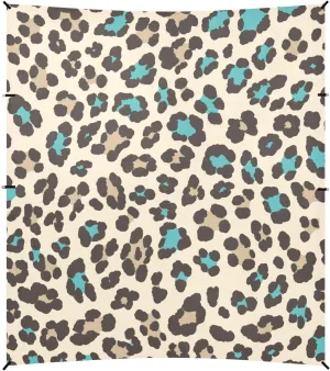Leopard Print Style Paleturquoise Beach Canopy UPF50  Waterproof Sun Shelter with Sandbags and Shovel for Family Travel