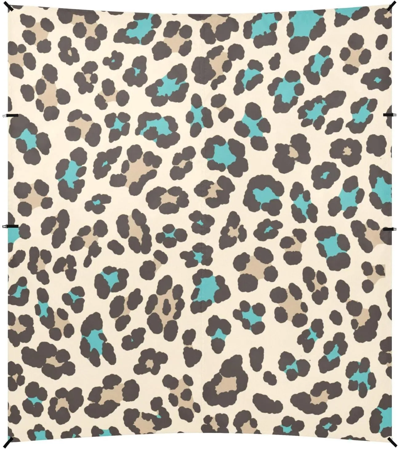 Leopard Print Style Paleturquoise Beach Canopy UPF50  Waterproof Sun Shelter with Sandbags and Shovel for Family Travel