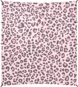 Leopard Skin Print Style Pink Foldable Beach Tent UPF50 Waterproof Large Portable Sun Shelter with Sturdy Poles, Sandbags and Shovel for Camping, Picnics, Backyard