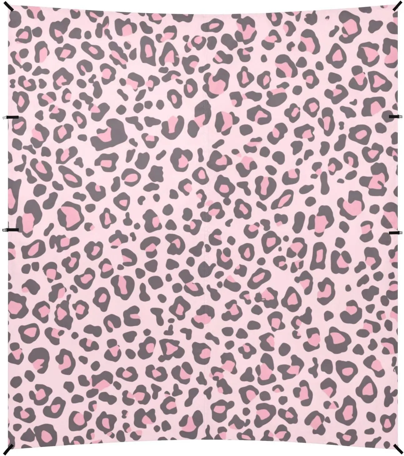Leopard Skin Print Style Pink Foldable Beach Tent UPF50 Waterproof Large Portable Sun Shelter with Sturdy Poles, Sandbags and Shovel for Camping, Picnics, Backyard