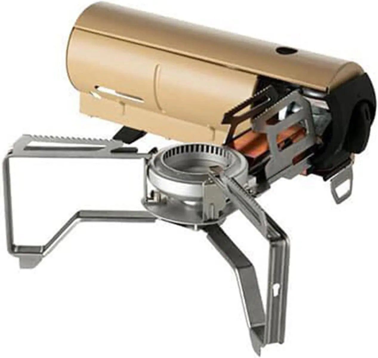 LHX Camping Cooker Household Gas Windproof Cassette Stove Outdoor Stove (Color : Brass)