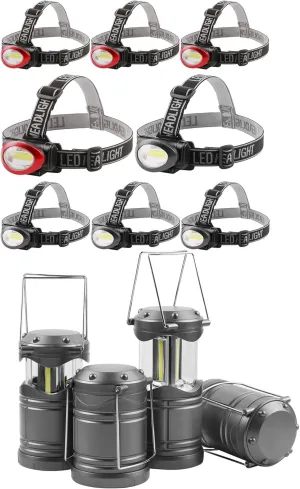 Lichamp Camping Headlamp Flashlight 8 Pack, LED Camping Lantern, 4 Pack Battery Powered Flashlight for Power Outage
