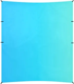 Light Blue Gradient Foldable Beach Canopy UPF50 Water-Resistant Outdoor Sun Shade with Sandbags and Shovel for Family Trips, Picnics & Camping