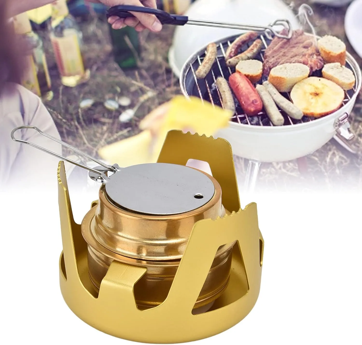 Lightweight Portable Camping Stove, Windproof Stove for Outdoor Cooking, Easy to Use (Yellow)