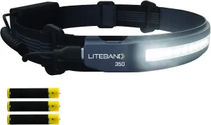 Liteband ACTIV 350 Lumens LED Headlamp AAA Battery Powered, Best Rated Super Light Head Lamps For Adults Forehead, Running, Camping, Mechanic Hard Hat Lights, Tactical Headband Headlight, Carbon