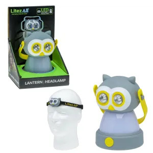LitezAll Owl Themed Headlamp and Lantern Combo