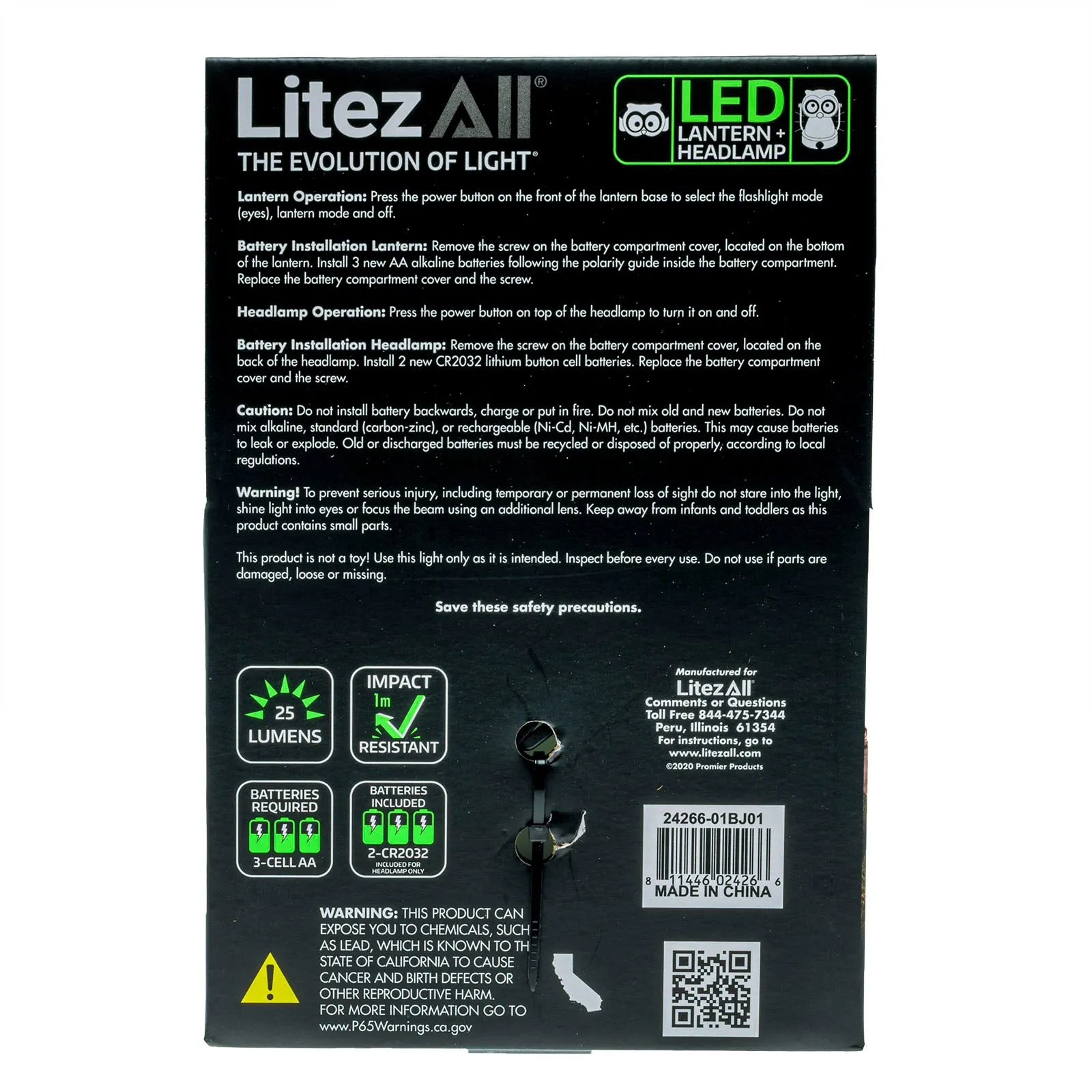 LitezAll Owl Themed Headlamp and Lantern Combo