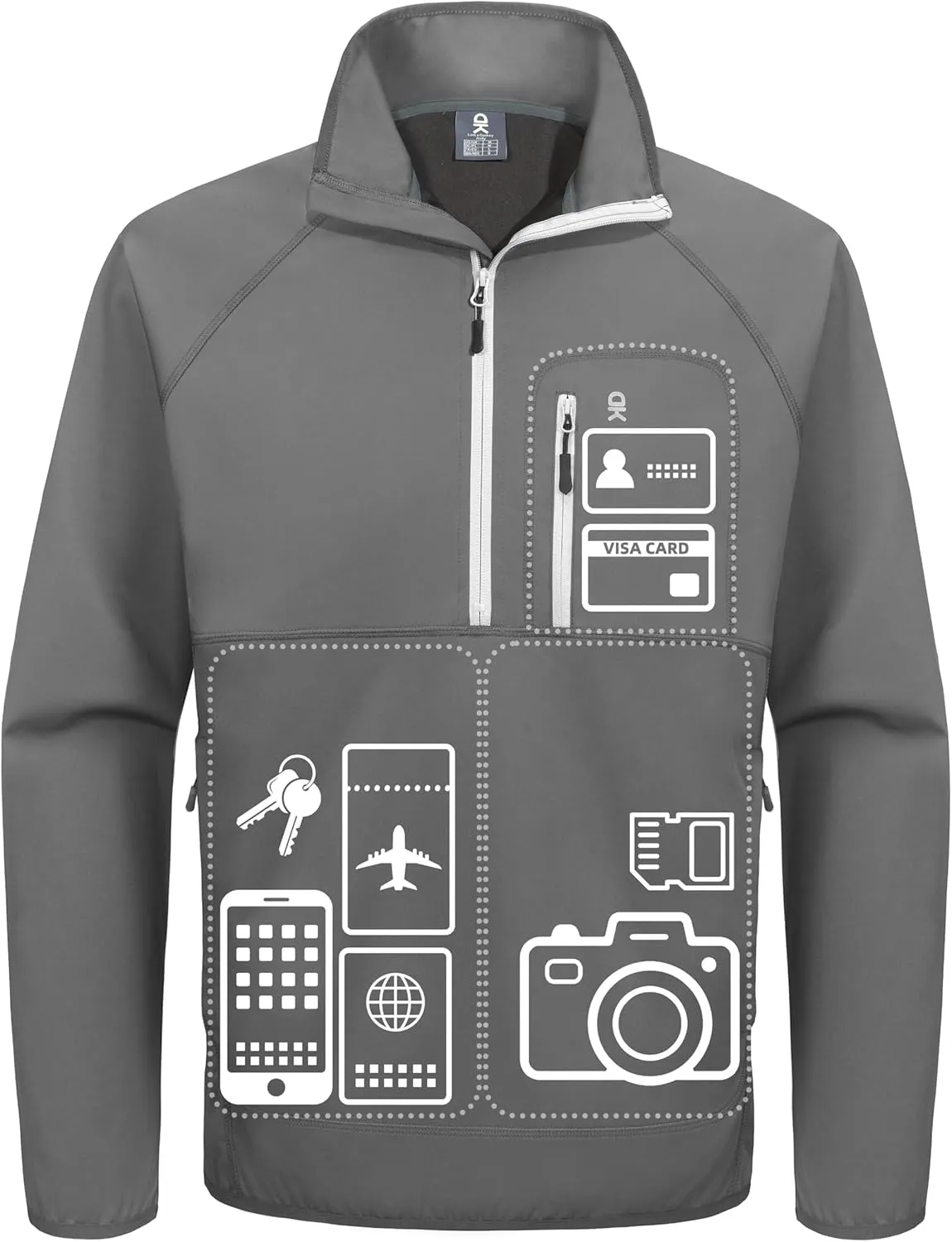 Little Donkey Andy Men's Half Zipper Pullover, Windproof Softshell MTB Mountain Bike Jacket for Cycling Golf Workout