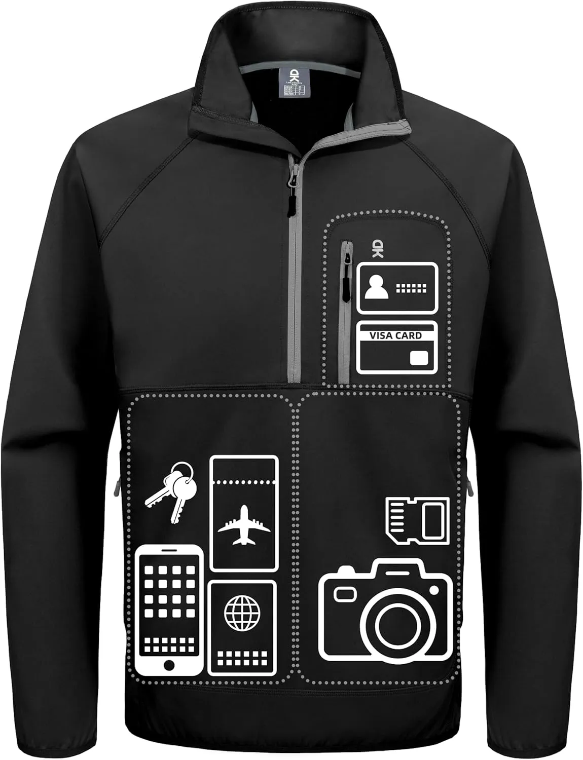 Little Donkey Andy Men's Half Zipper Pullover, Windproof Softshell MTB Mountain Bike Jacket for Cycling Golf Workout