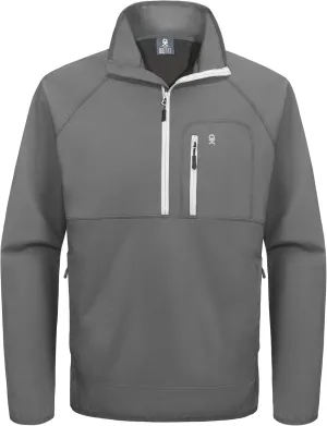 Little Donkey Andy Men's Half Zipper Pullover, Windproof Softshell MTB Mountain Bike Jacket for Cycling Golf Workout