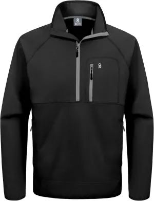 Little Donkey Andy Men's Half Zipper Pullover, Windproof Softshell MTB Mountain Bike Jacket for Cycling Golf Workout