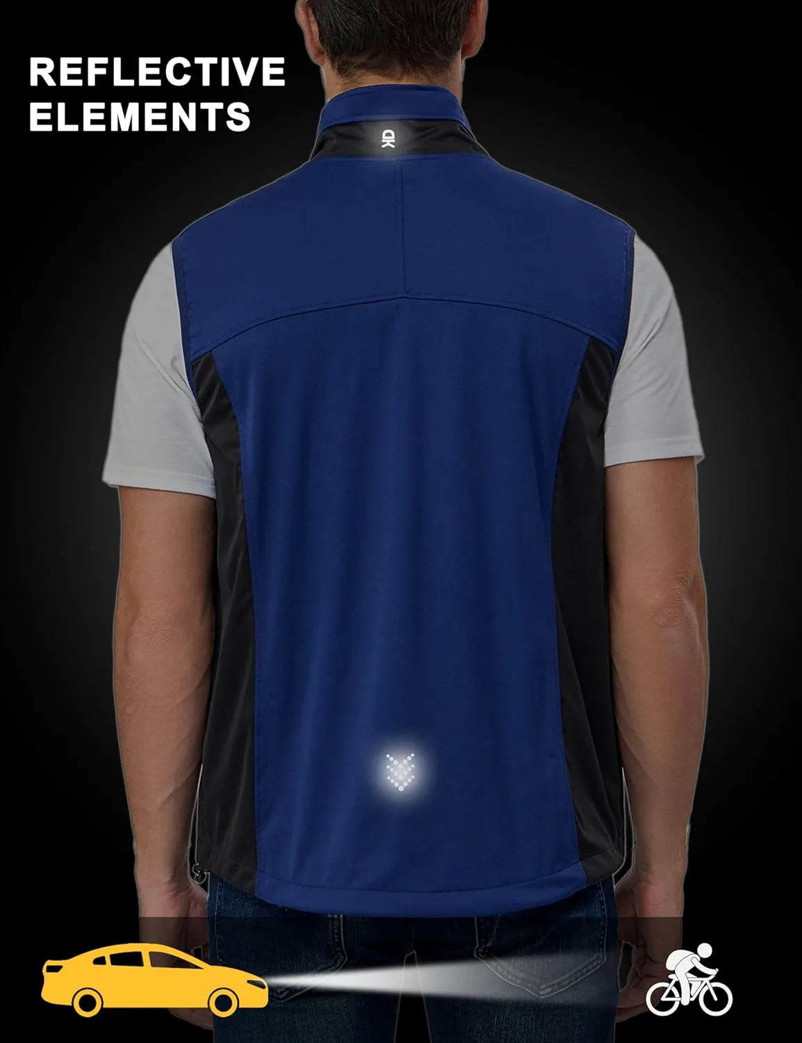 Little Donkey Andy Men's Lightweight Softshell Vest, Windproof Sleeveless Jacket for Running, Hiking, Cycling, Golf