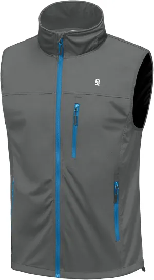 Little Donkey Andy Men's Lightweight Softshell Vest, Windproof Sleeveless Jacket for Running, Hiking, Cycling, Golf