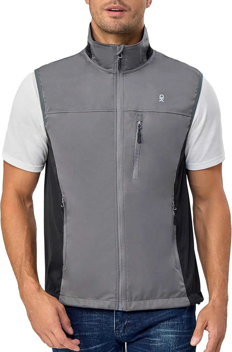 Little Donkey Andy Men's Lightweight Softshell Vest, Windproof Sleeveless Jacket for Running, Hiking, Cycling, Golf