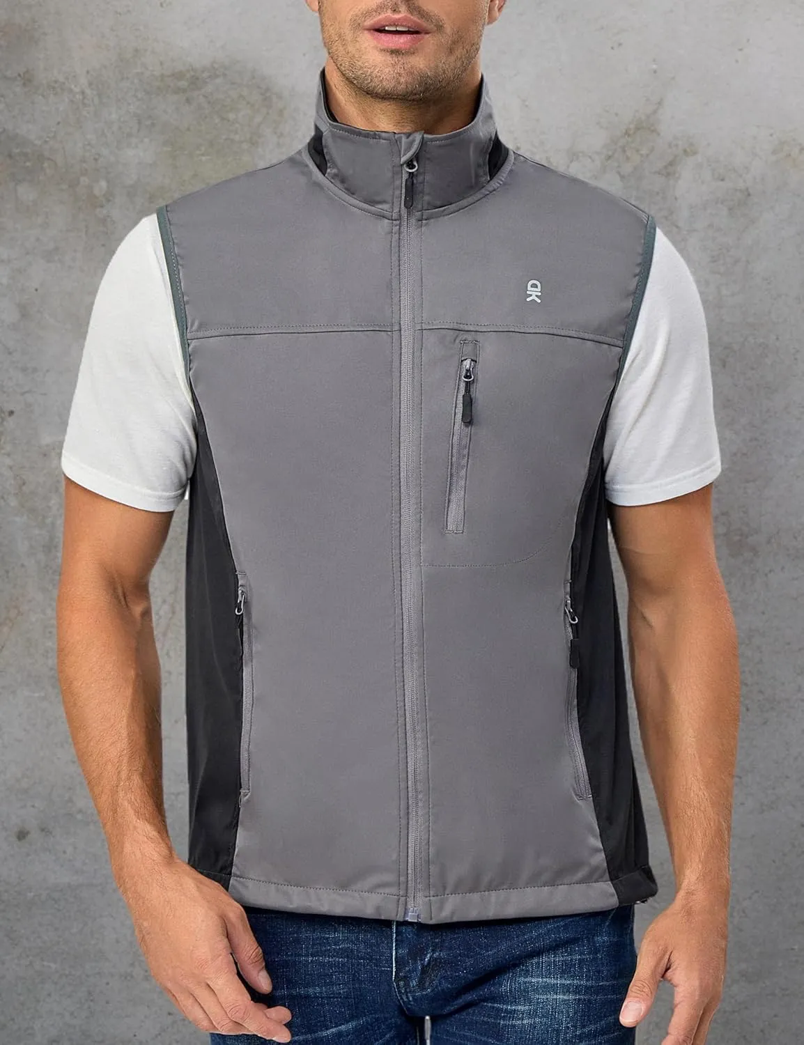 Little Donkey Andy Men's Lightweight Softshell Vest, Windproof Sleeveless Jacket for Running, Hiking, Cycling, Golf