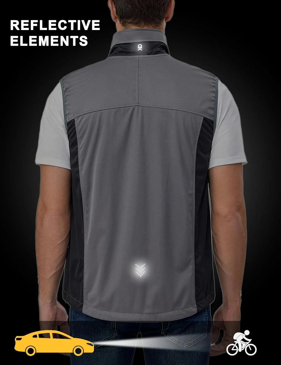 Little Donkey Andy Men's Lightweight Softshell Vest, Windproof Sleeveless Jacket for Running, Hiking, Cycling, Golf