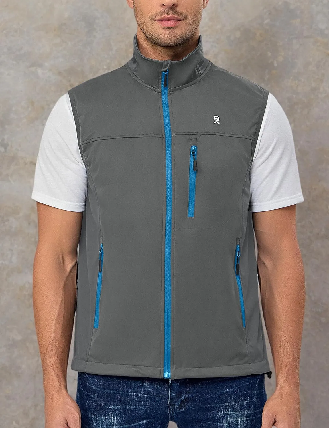 Little Donkey Andy Men's Lightweight Softshell Vest, Windproof Sleeveless Jacket for Running, Hiking, Cycling, Golf