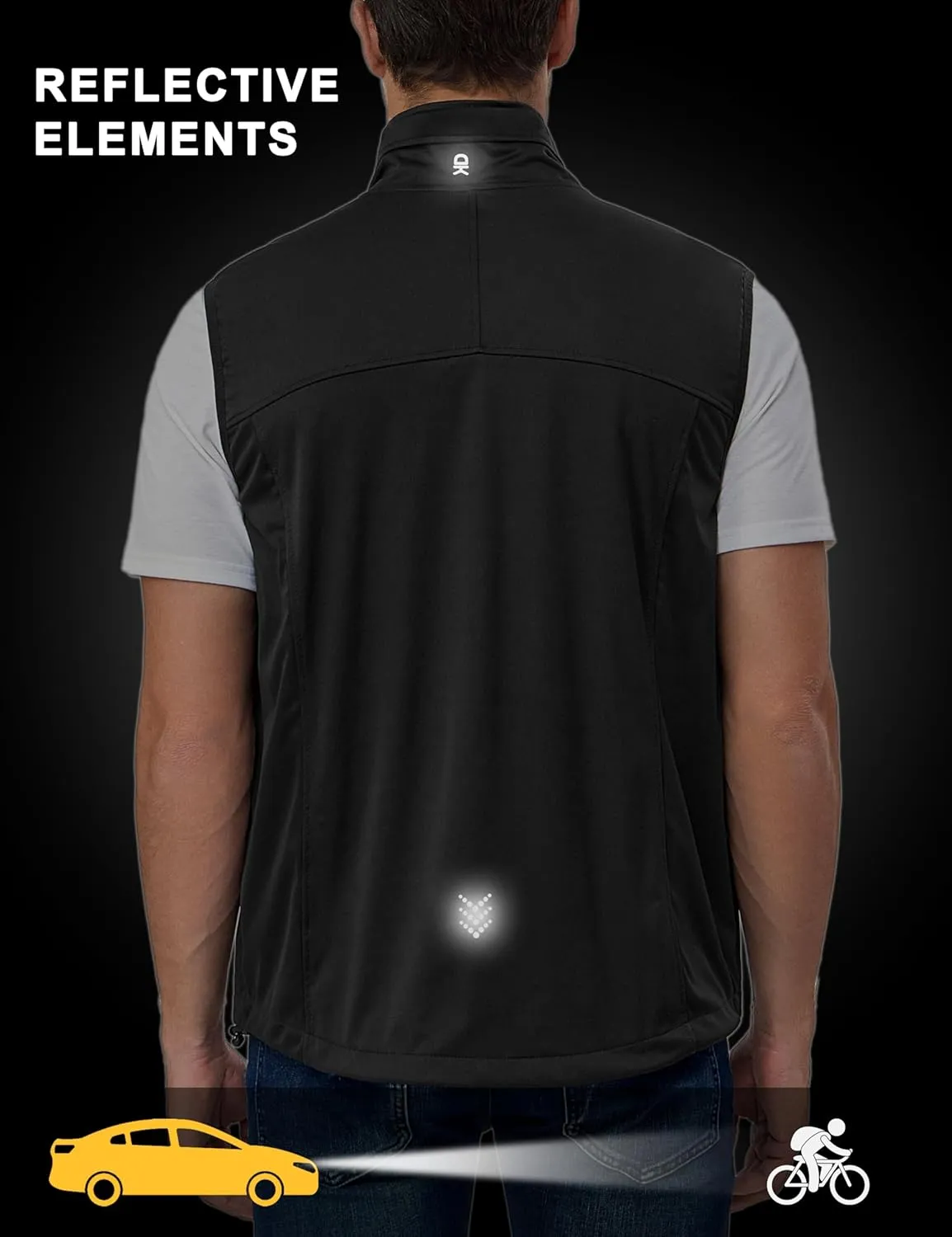 Little Donkey Andy Men's Lightweight Softshell Vest, Windproof Sleeveless Jacket for Running, Hiking, Cycling, Golf