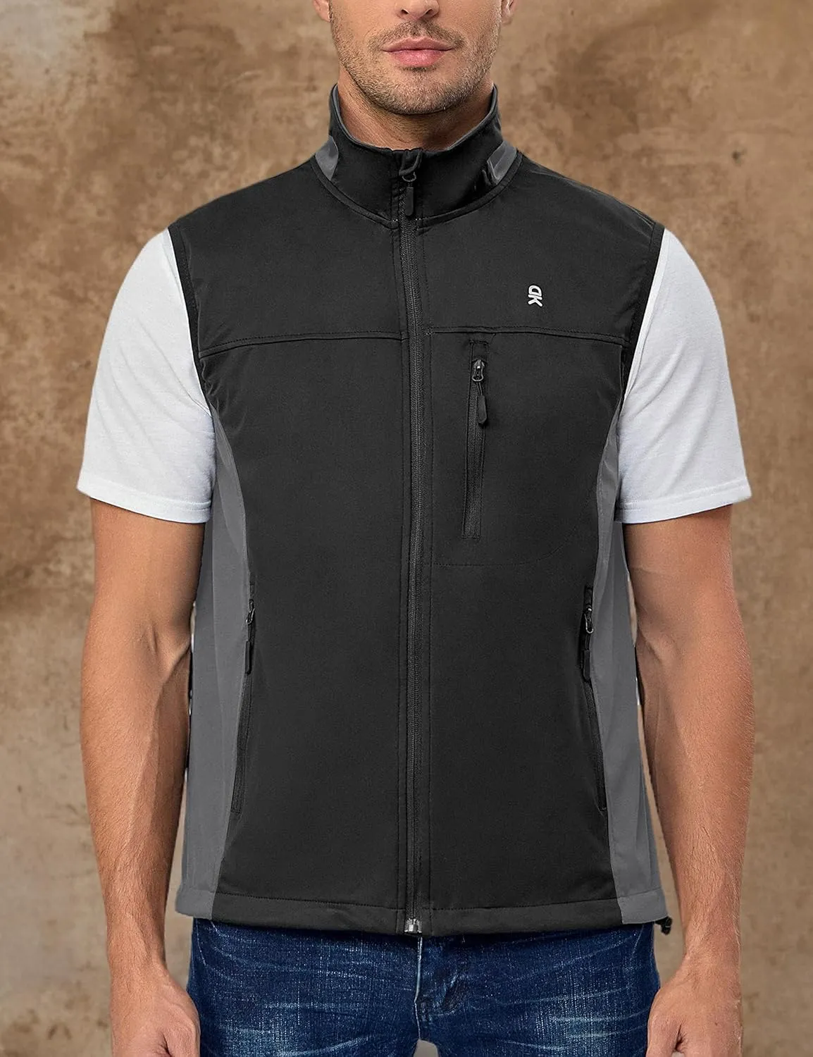 Little Donkey Andy Men's Lightweight Softshell Vest, Windproof Sleeveless Jacket for Running, Hiking, Cycling, Golf