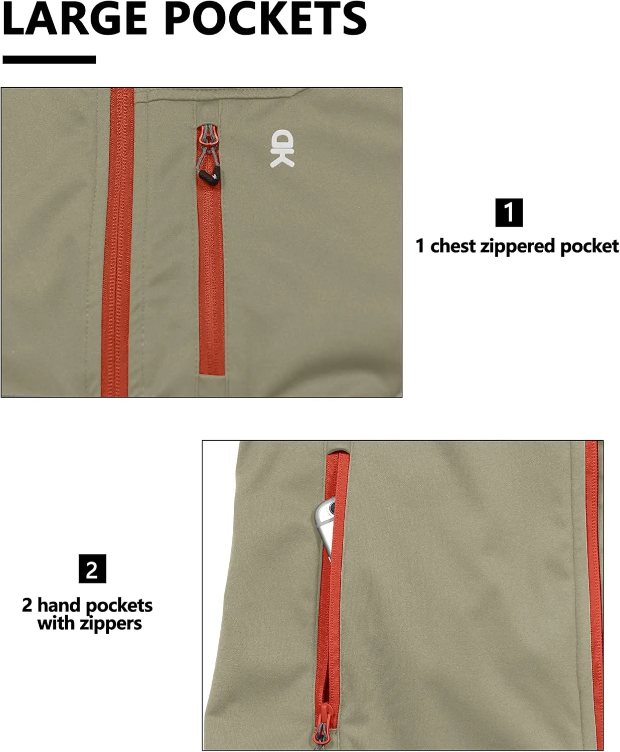 Little Donkey Andy Men's Lightweight Softshell Vest Windproof Sleeveless Jacket for Travel Hiking Running Golf